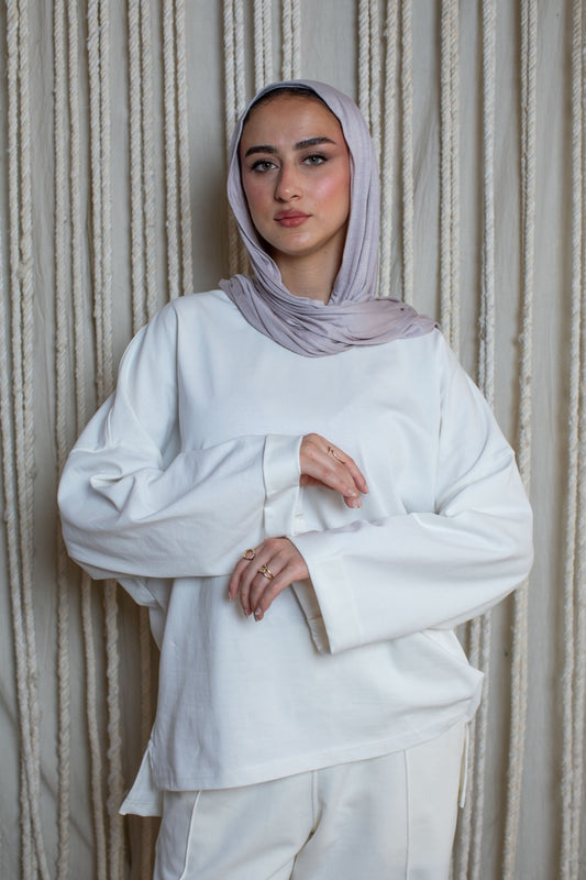 White Long Sleeve Oversized Tee